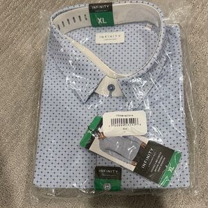 INFINITY Men's Light Blue Geometric Dress Shirt